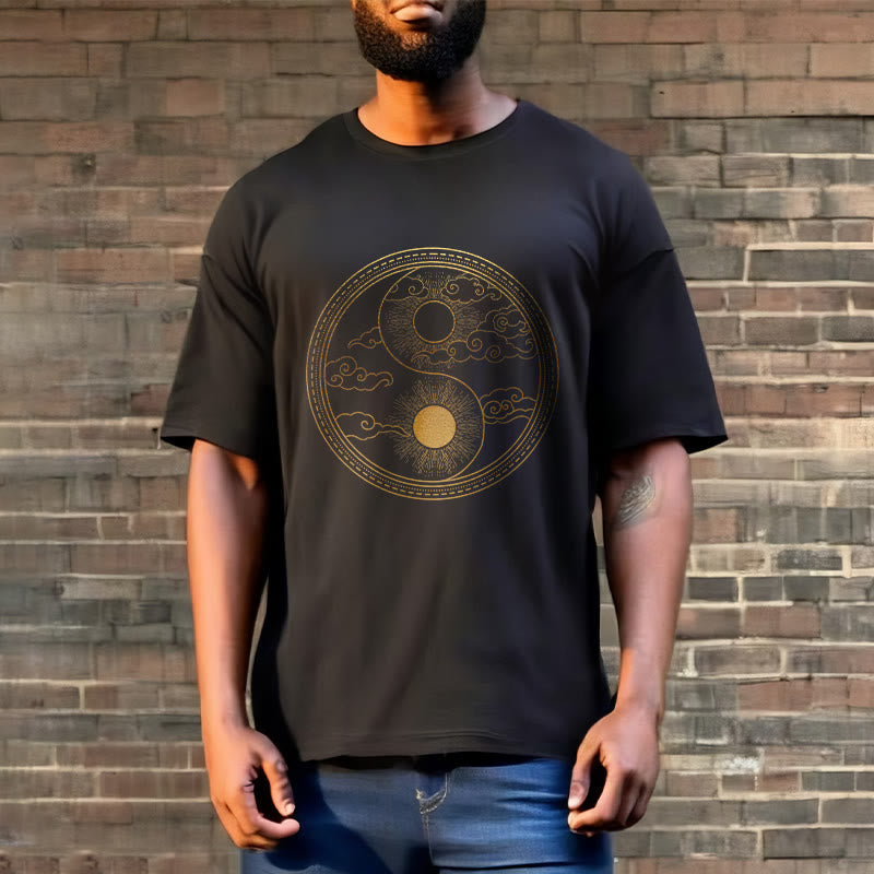 Yin Yang Sun Auspicious Clouds Tee T-shirt