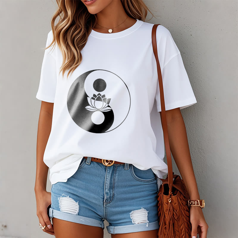 Yin Yang Lotus Flower Tee T-shirt