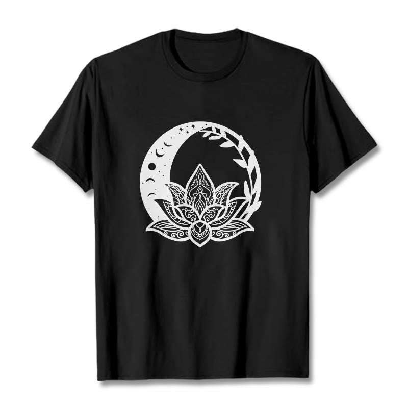 Breathable Cotton Lotus Sun Moon Mindful Practice Tee