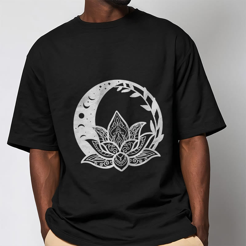 Breathable Cotton Lotus Sun Moon Mindful Practice Tee