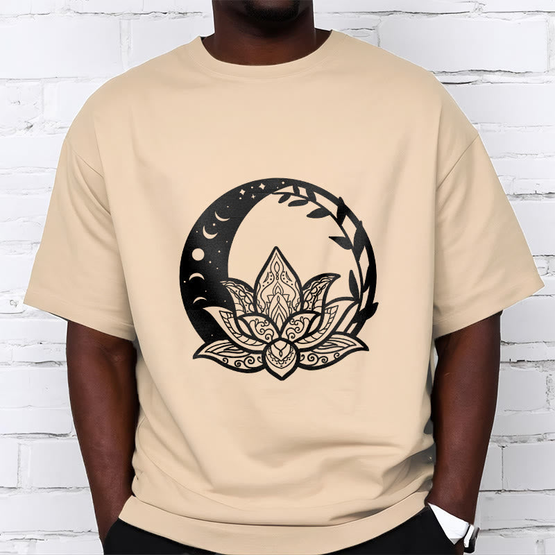 Breathable Cotton Lotus Sun Moon Mindful Practice Tee