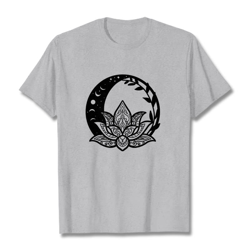 Breathable Cotton Lotus Sun Moon Mindful Practice Tee