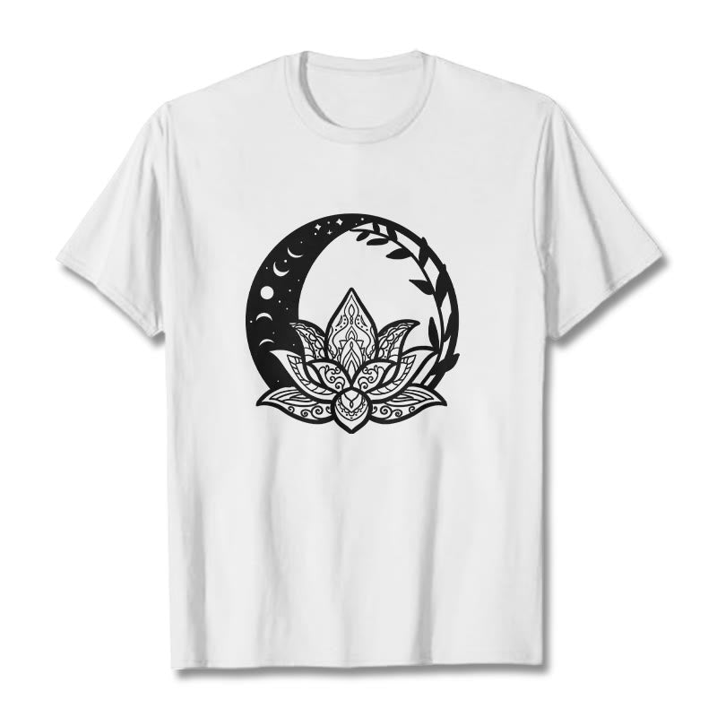 Breathable Cotton Lotus Sun Moon Mindful Practice Tee
