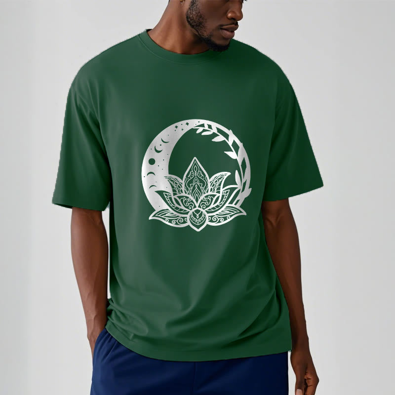 Breathable Cotton Lotus Sun Moon Mindful Practice Tee