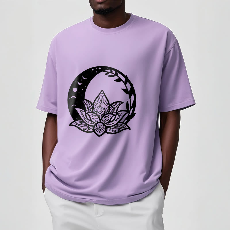 Breathable Cotton Lotus Sun Moon Mindful Practice Tee