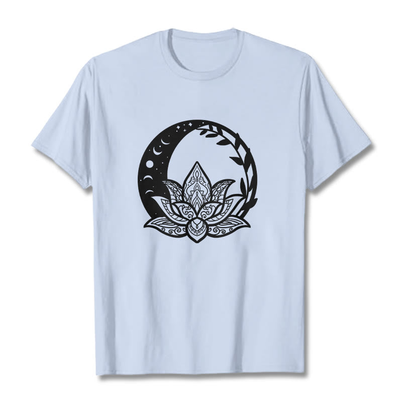 Breathable Cotton Lotus Sun Moon Mindful Practice Tee