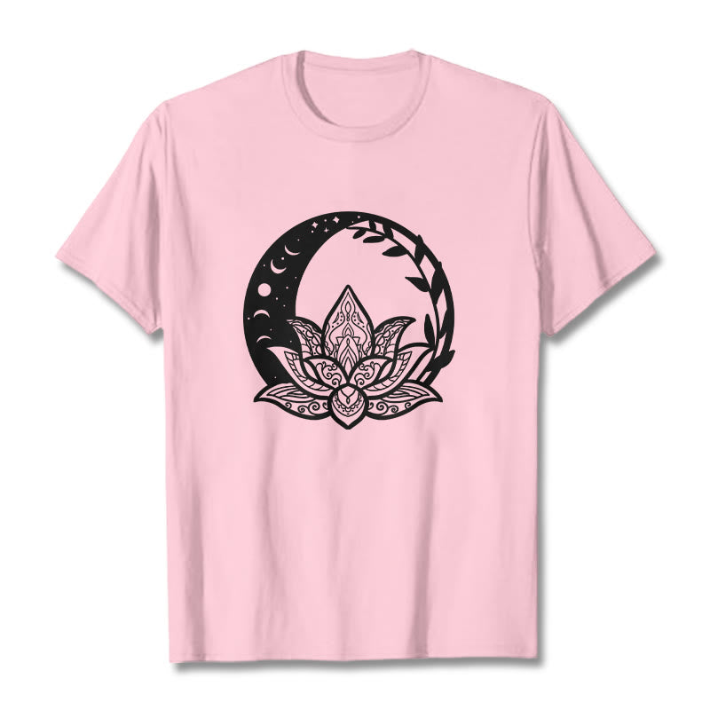 Breathable Cotton Lotus Sun Moon Mindful Practice Tee