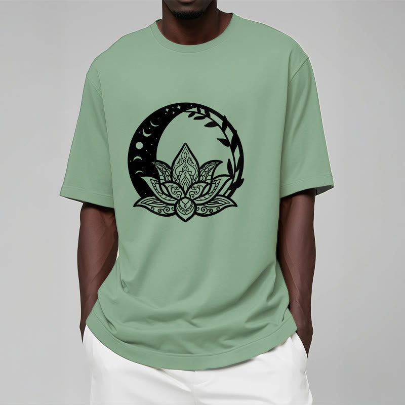 Breathable Cotton Lotus Sun Moon Mindful Practice Tee