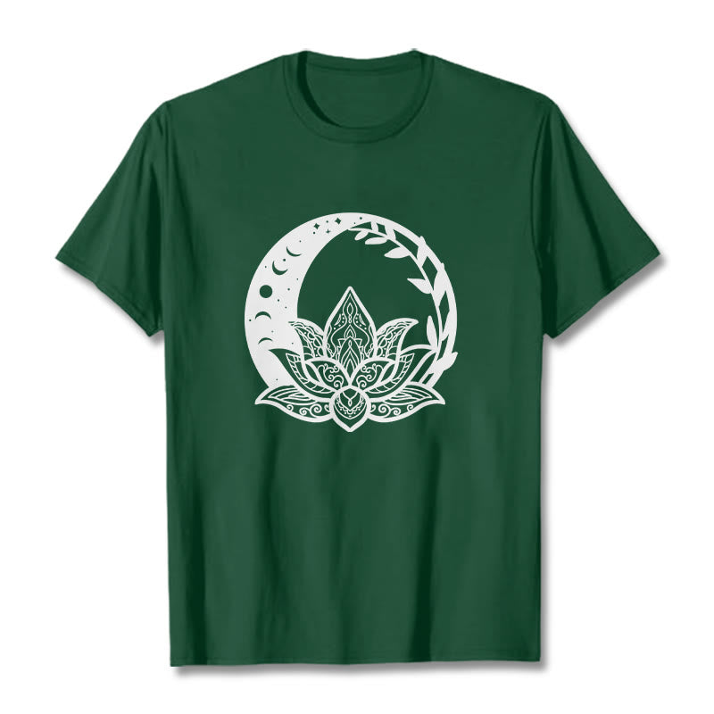 Breathable Cotton Lotus Sun Moon Mindful Practice Tee