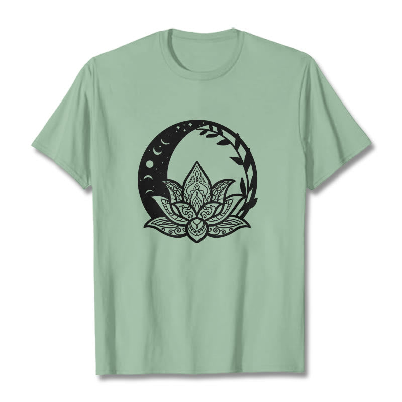 Breathable Cotton Lotus Sun Moon Mindful Practice Tee