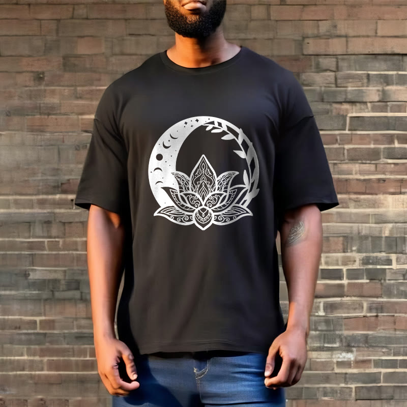 Breathable Cotton Lotus Sun Moon Mindful Practice Tee