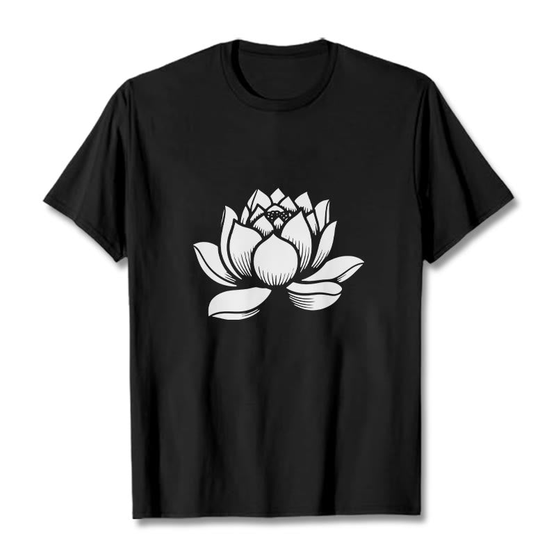 Soft Cotton Lotus Print Mindful Meditation T-Shirt