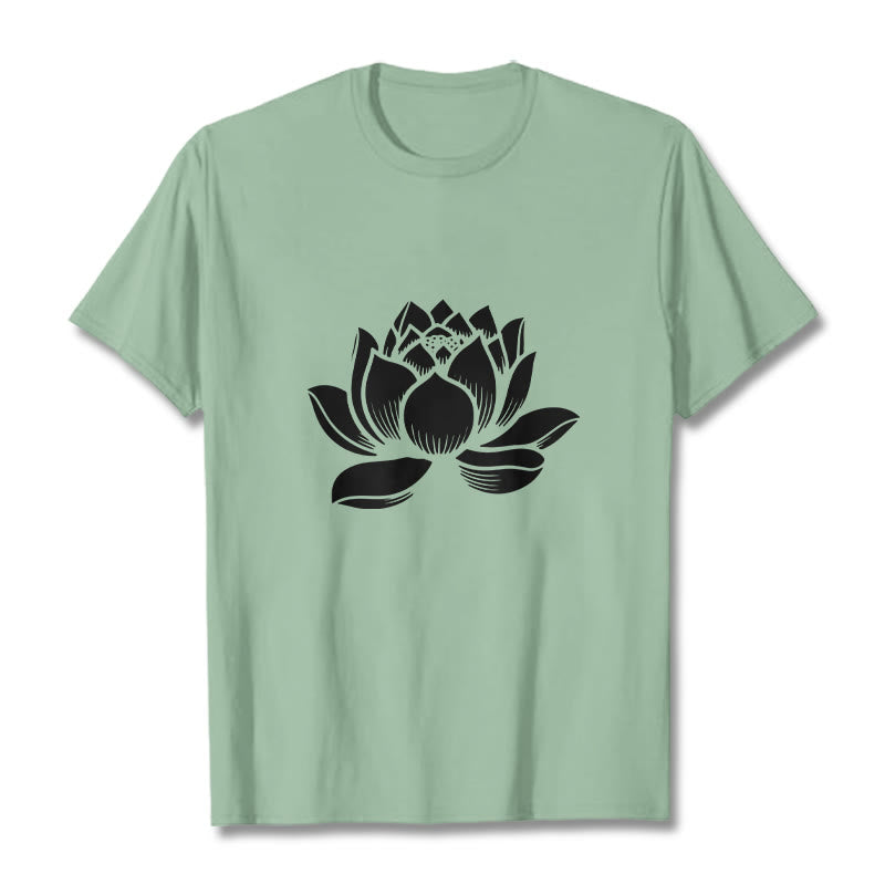 Soft Cotton Lotus Print Mindful Meditation T-Shirt