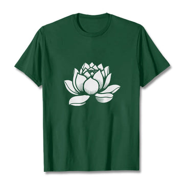 Soft Cotton Lotus Print Mindful Meditation T-Shirt