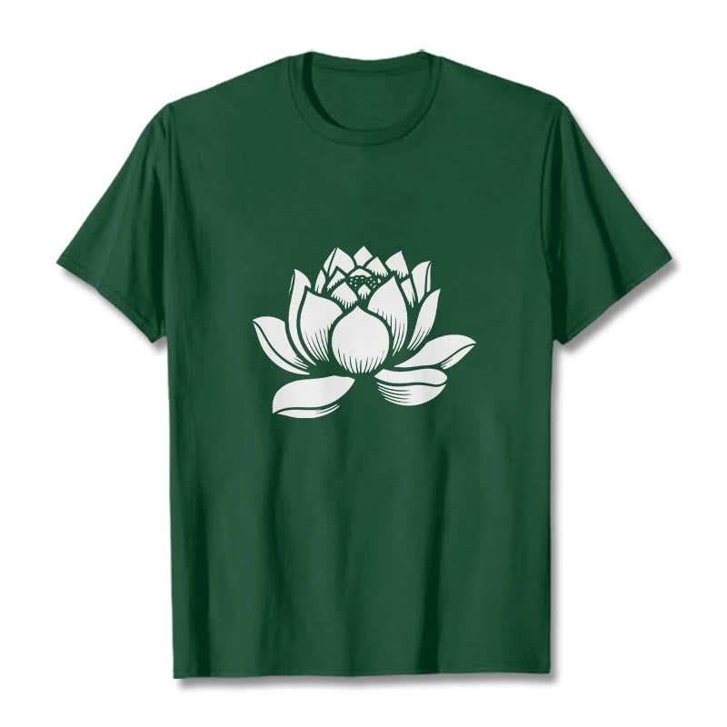 Soft Cotton Lotus Print Mindful Meditation T-Shirt