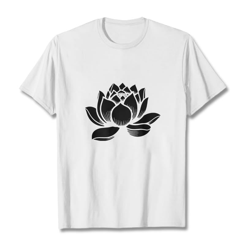 Soft Cotton Lotus Print Mindful Meditation T-Shirt