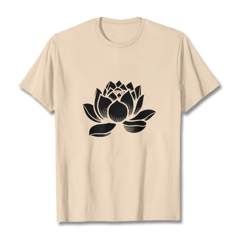 Soft Cotton Lotus Print Mindful Meditation T-Shirt