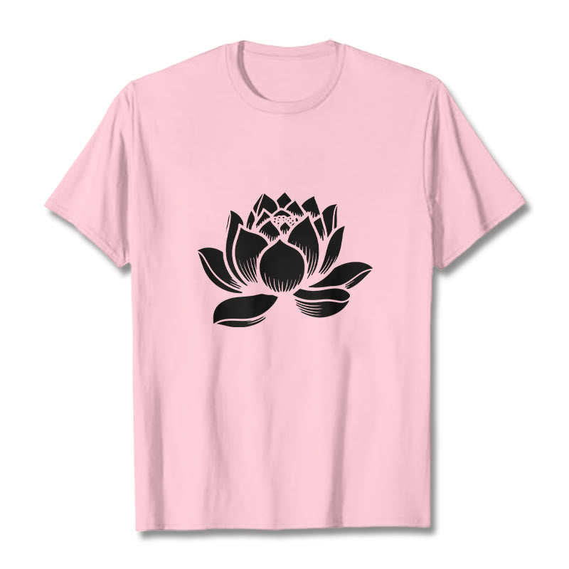 Soft Cotton Lotus Print Mindful Meditation T-Shirt