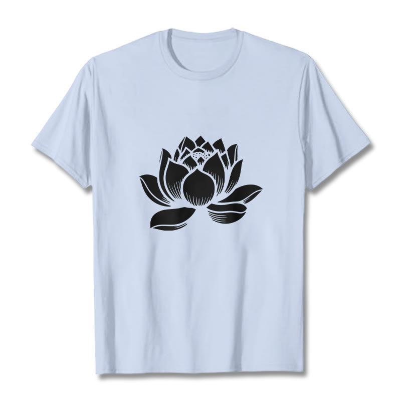 Soft Cotton Lotus Print Mindful Meditation T-Shirt