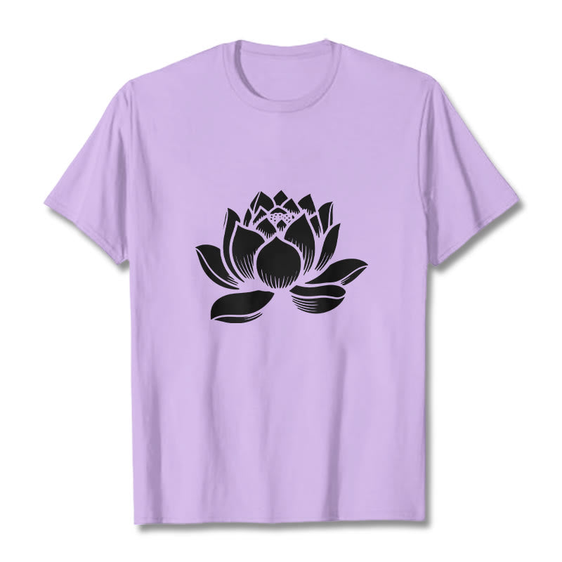 Soft Cotton Lotus Print Mindful Meditation T-Shirt
