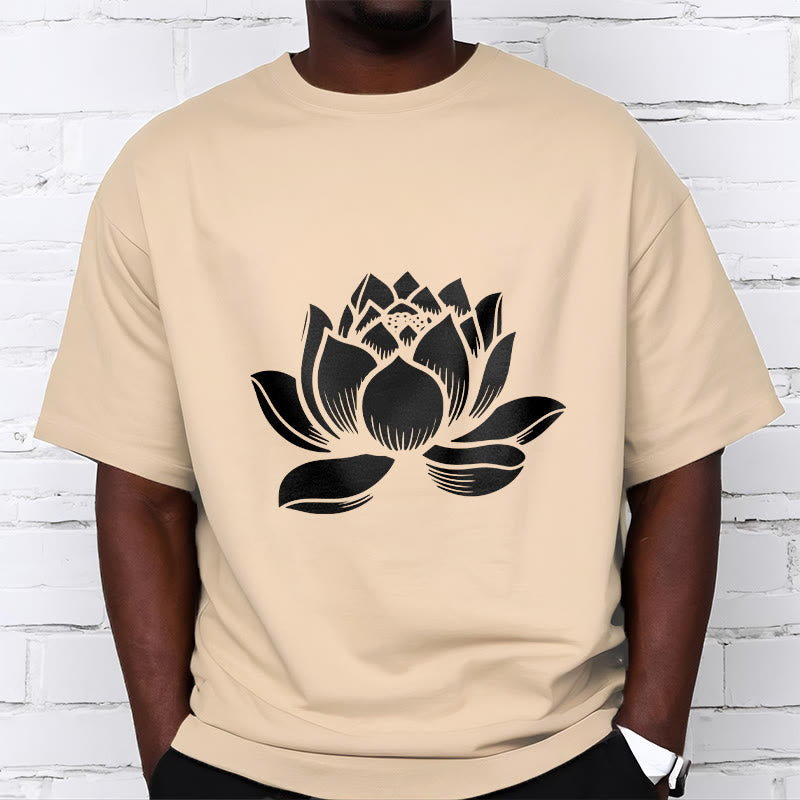 Soft Cotton Lotus Print Mindful Meditation T-Shirt
