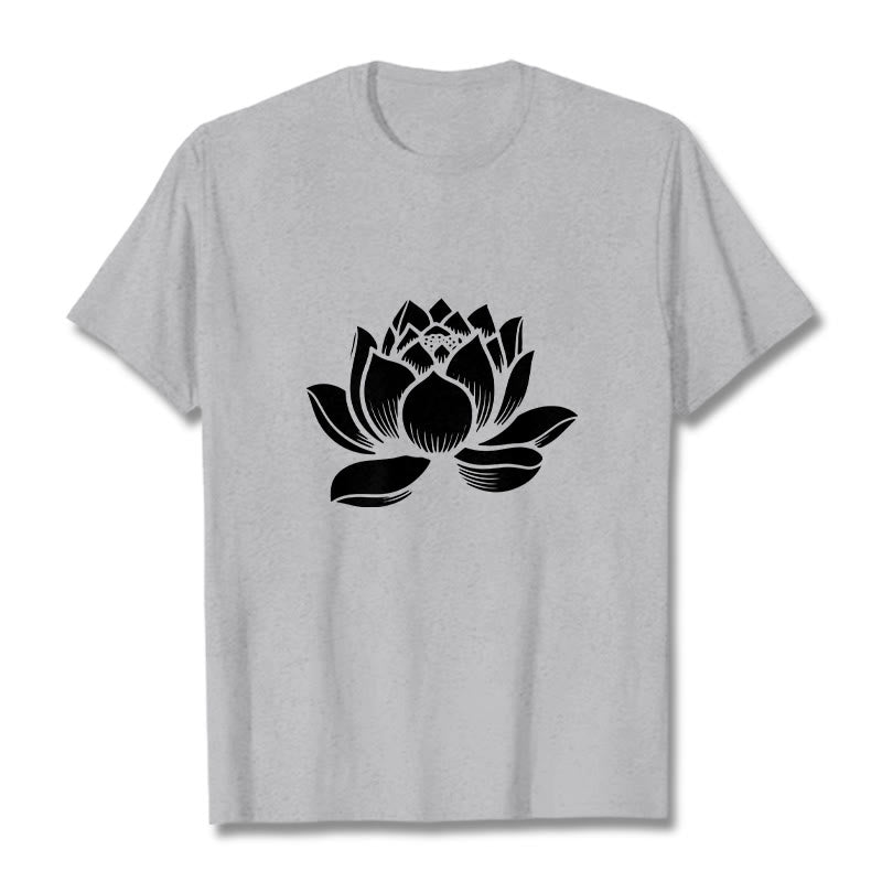 Soft Cotton Lotus Print Mindful Meditation T-Shirt