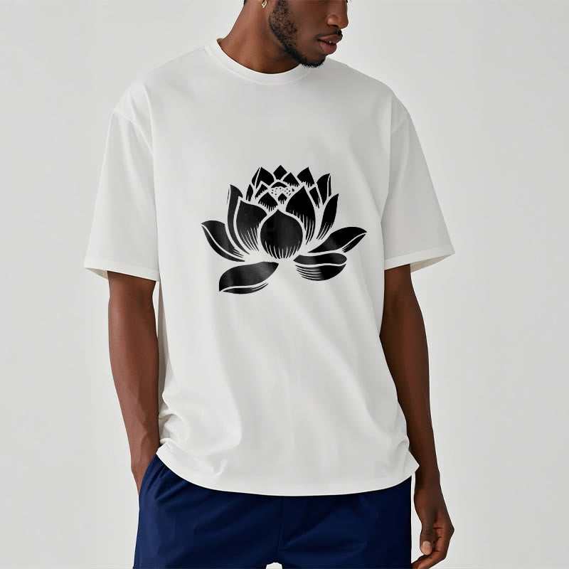 Soft Cotton Lotus Print Mindful Meditation T-Shirt
