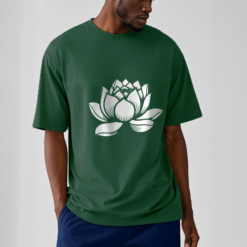 Soft Cotton Lotus Print Mindful Meditation T-Shirt
