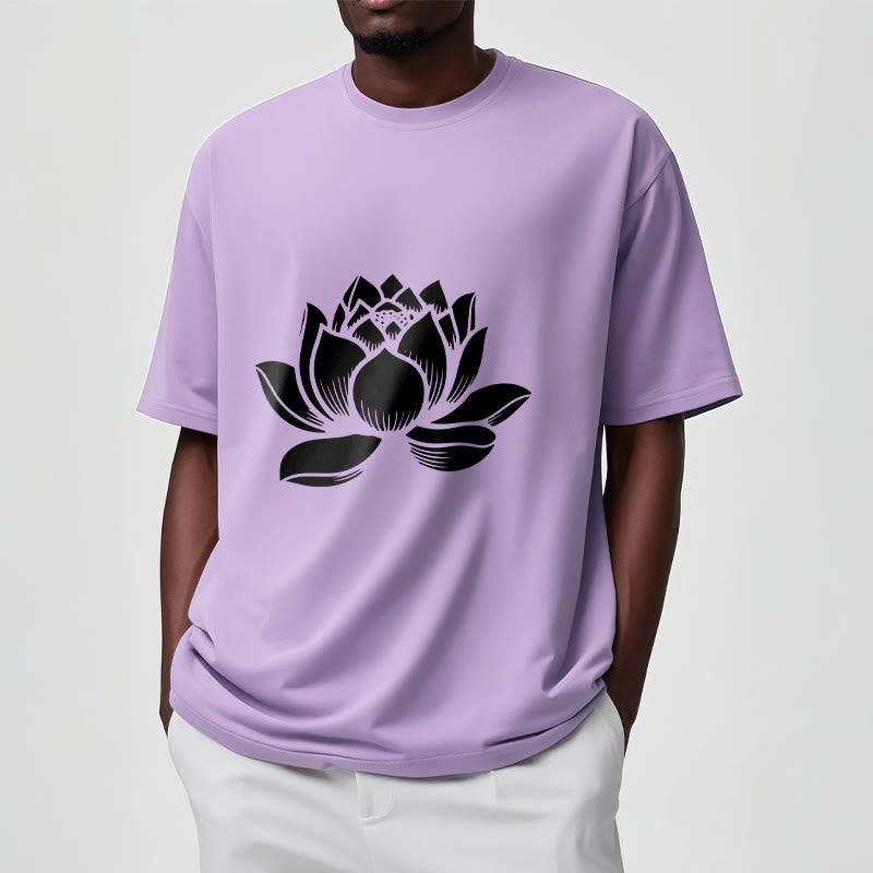Soft Cotton Lotus Print Mindful Meditation T-Shirt