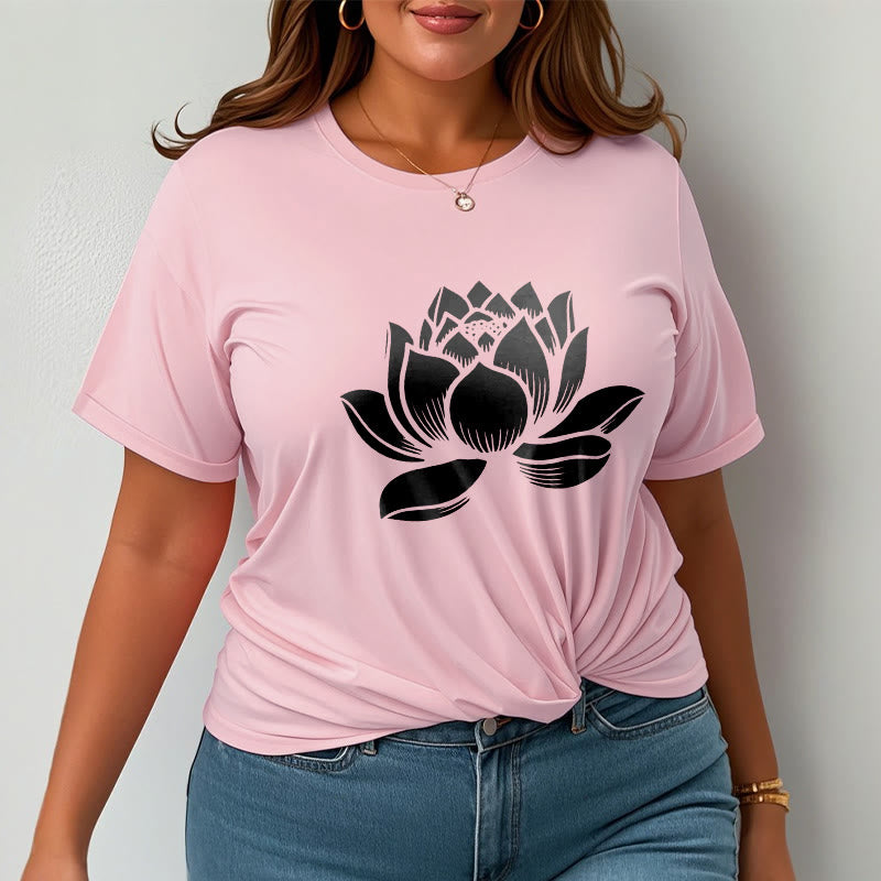 Soft Cotton Lotus Print Mindful Meditation T-Shirt