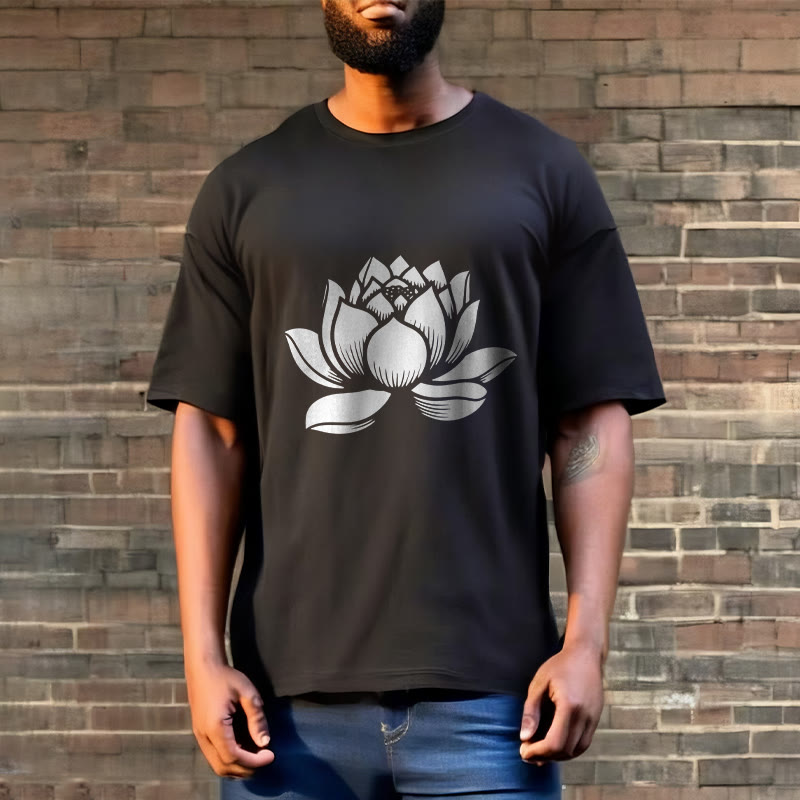Soft Cotton Lotus Print Mindful Meditation T-Shirt