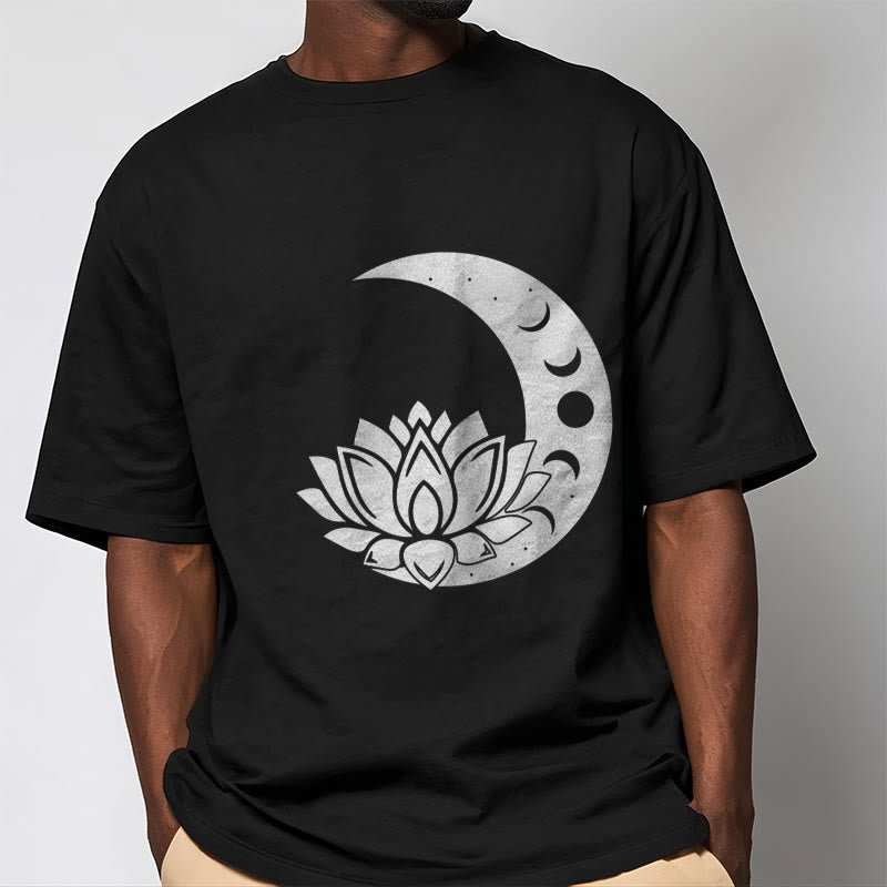 Soft Cotton Cosmic Lotus Graphic Meditation T-Shirt