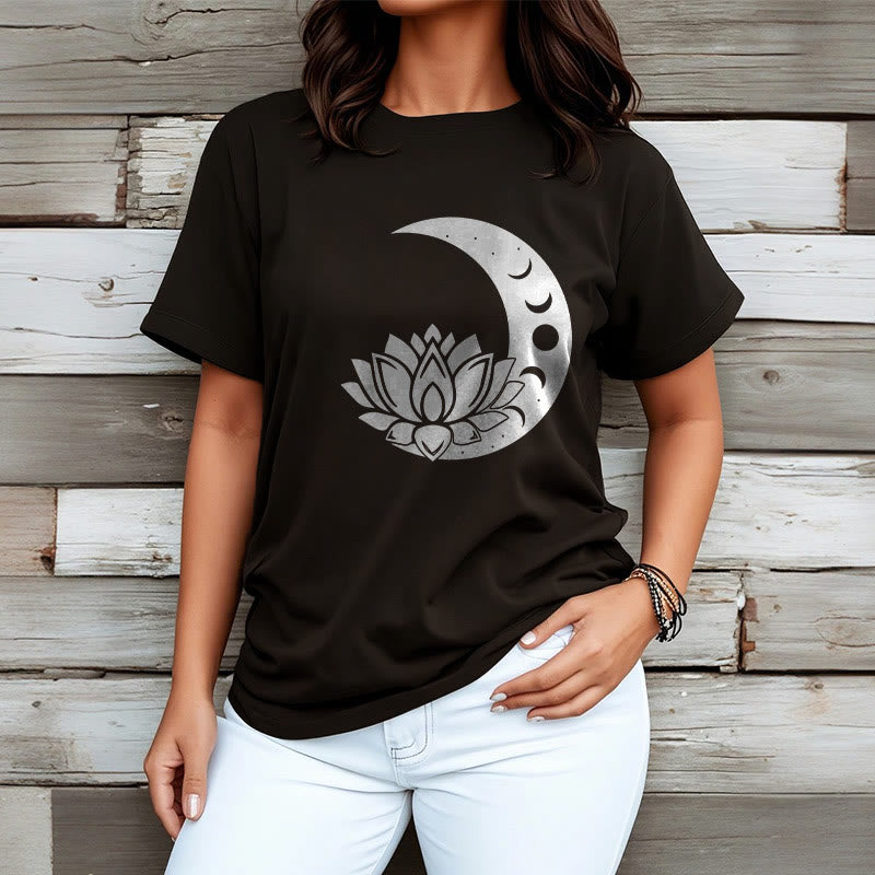 Soft Cotton Cosmic Lotus Graphic Meditation T-Shirt