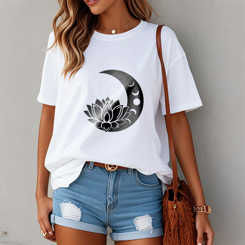 Soft Cotton Cosmic Lotus Graphic Meditation T-Shirt