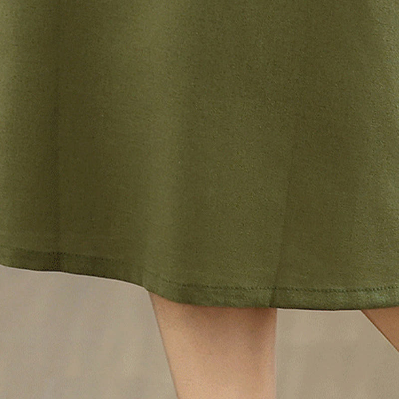 Breathable Cotton Linen Sleeveless Grounding Midi Dress