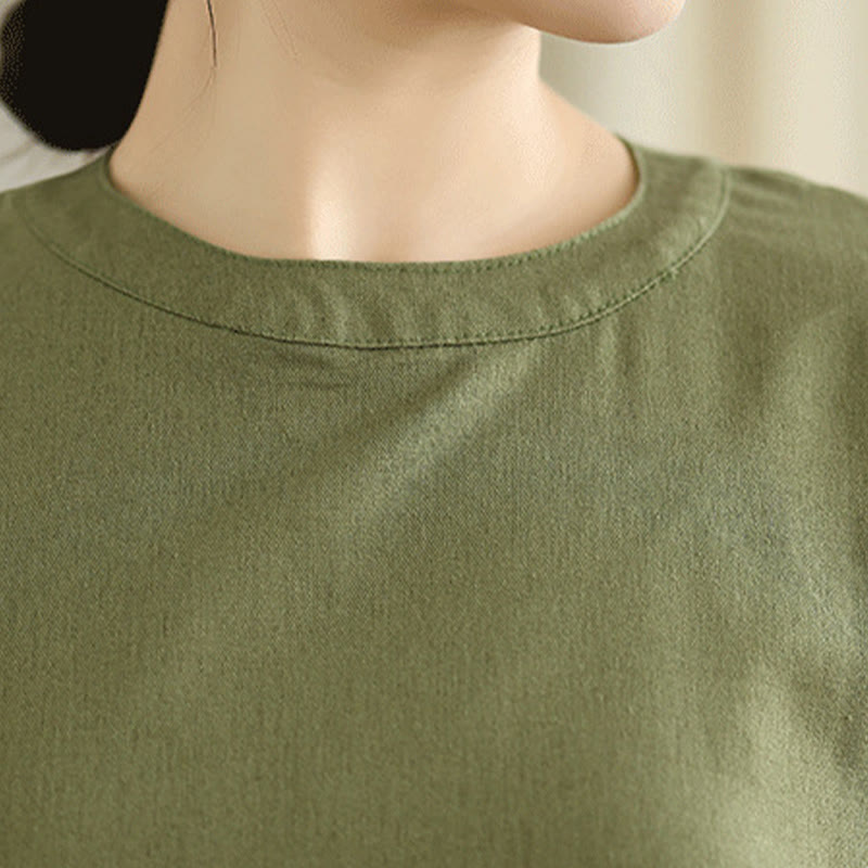 Breathable Cotton Linen Sleeveless Grounding Midi Dress