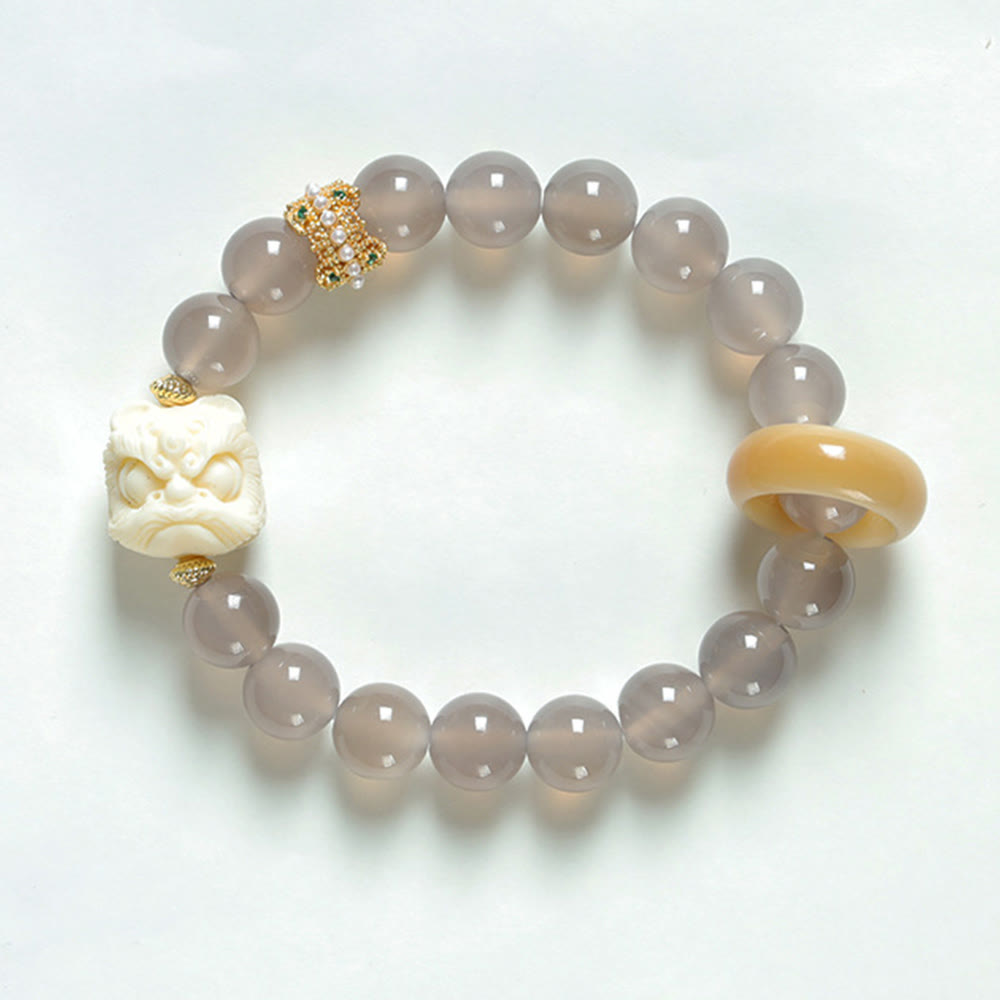 Amber Gray Agate Ivory Fruit Confidence Bracelet