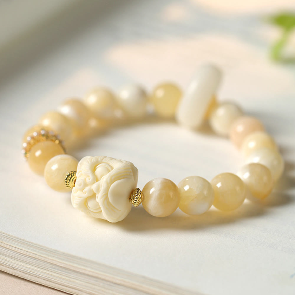 Amber Gray Agate Ivory Fruit Confidence Bracelet