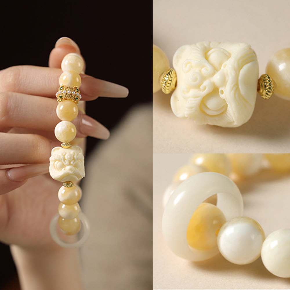 Amber Gray Agate Ivory Fruit Confidence Bracelet
