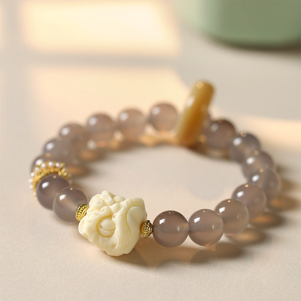 Amber Gray Agate Ivory Fruit Confidence Bracelet