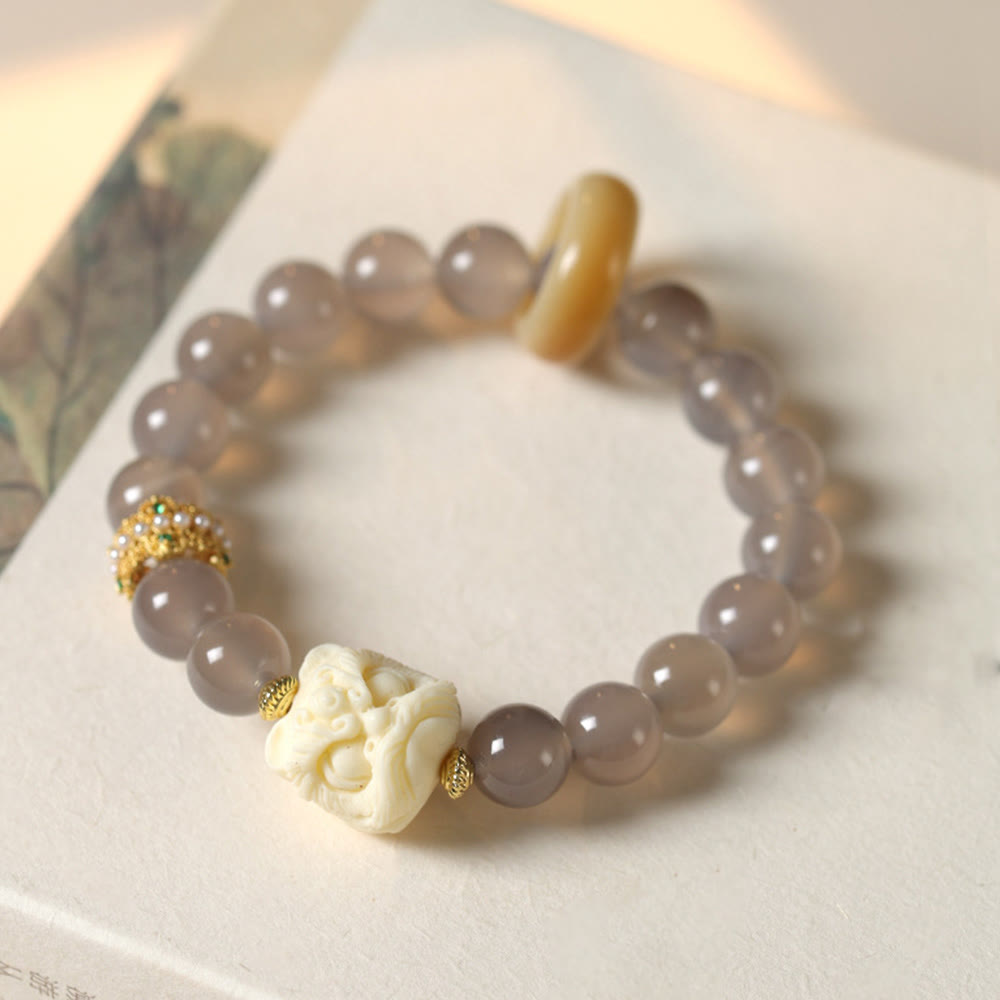 Amber Gray Agate Ivory Fruit Confidence Bracelet