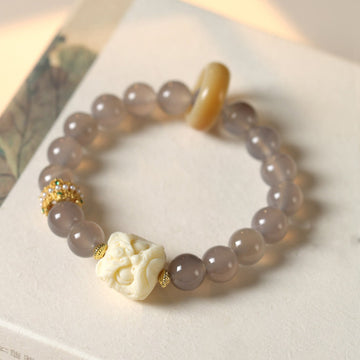 Amber Gray Agate Ivory Fruit Confidence Bracelet