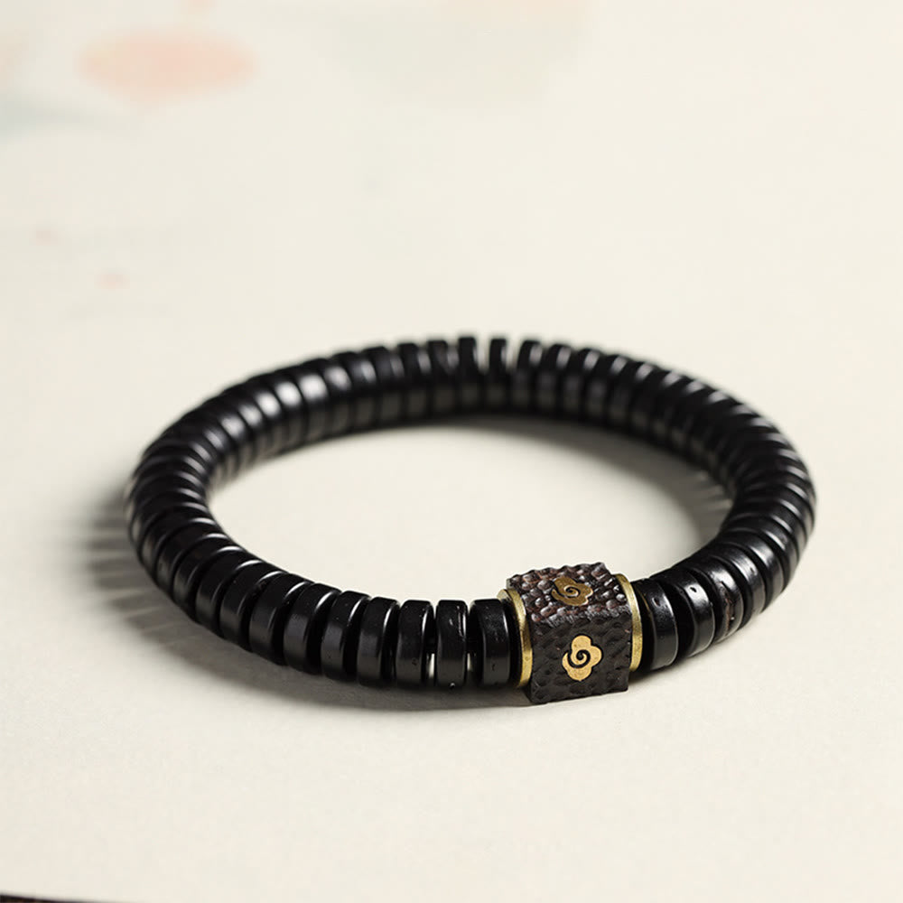 Organic Tibetan Coconut Shell & Copper Adjustable Meditation Bracelet