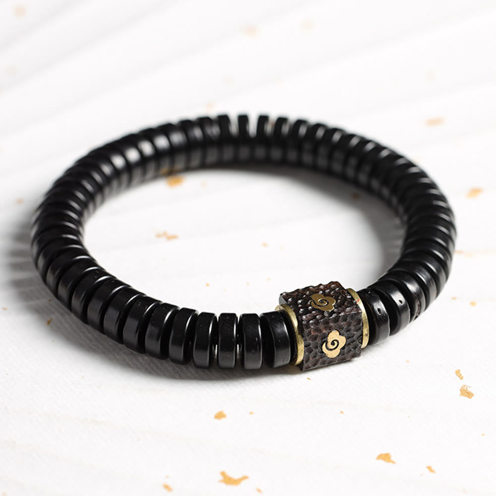 Organic Tibetan Coconut Shell & Copper Adjustable Meditation Bracelet