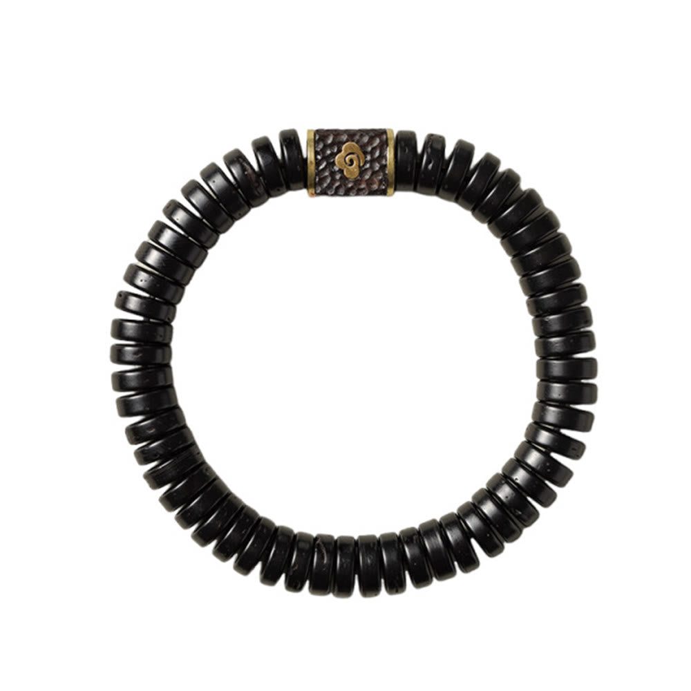 Organic Tibetan Coconut Shell & Copper Adjustable Meditation Bracelet