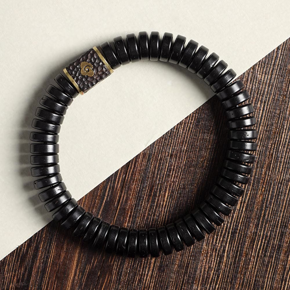 Organic Tibetan Coconut Shell & Copper Adjustable Meditation Bracelet