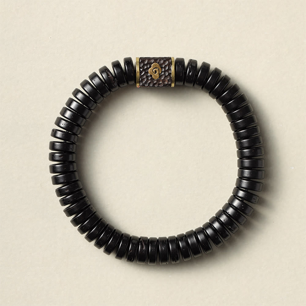 Organic Tibetan Coconut Shell & Copper Adjustable Meditation Bracelet
