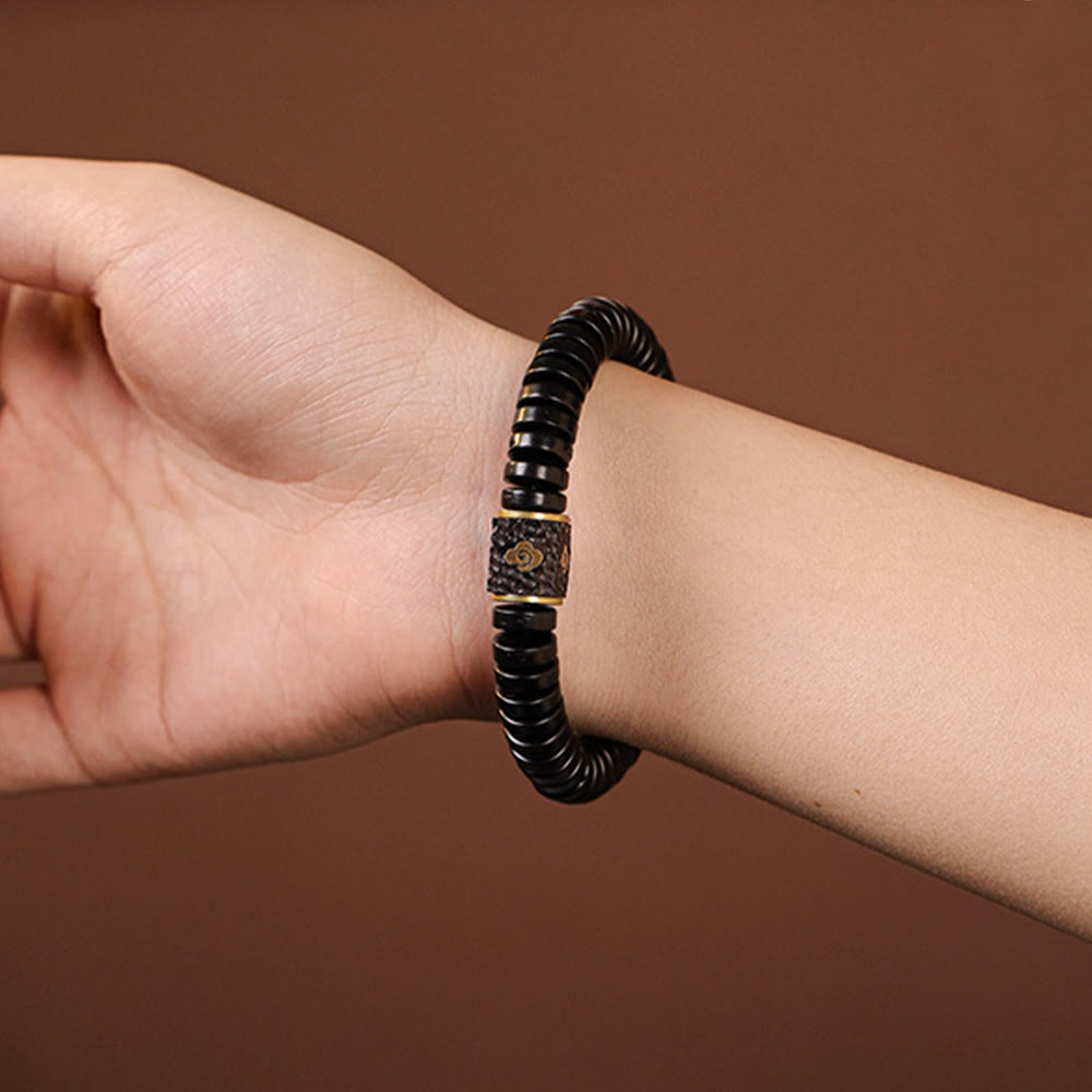 Organic Tibetan Coconut Shell & Copper Adjustable Meditation Bracelet