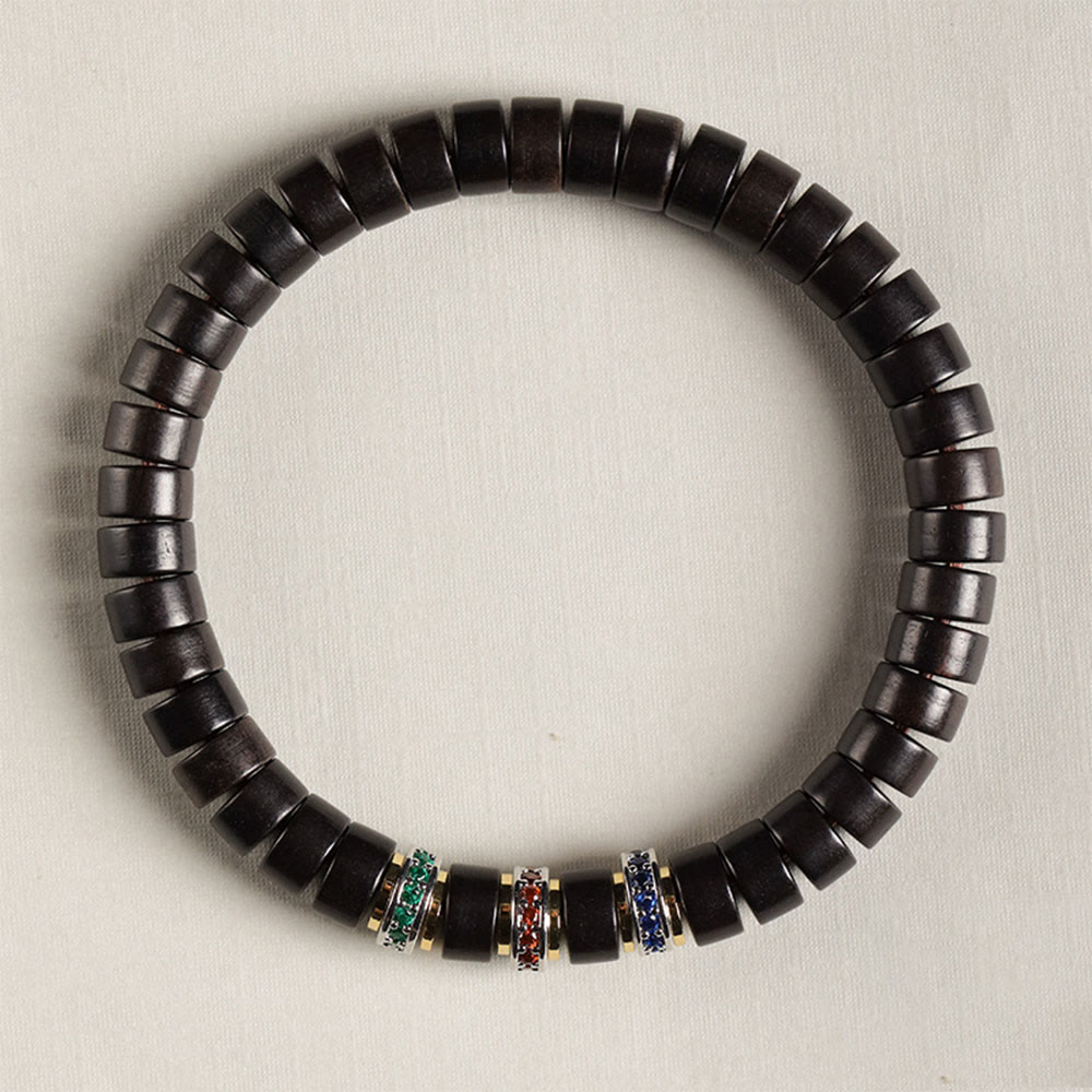 Ebony Wood Small Leaf Red Sandalwood Zircon Peace Bracelet
