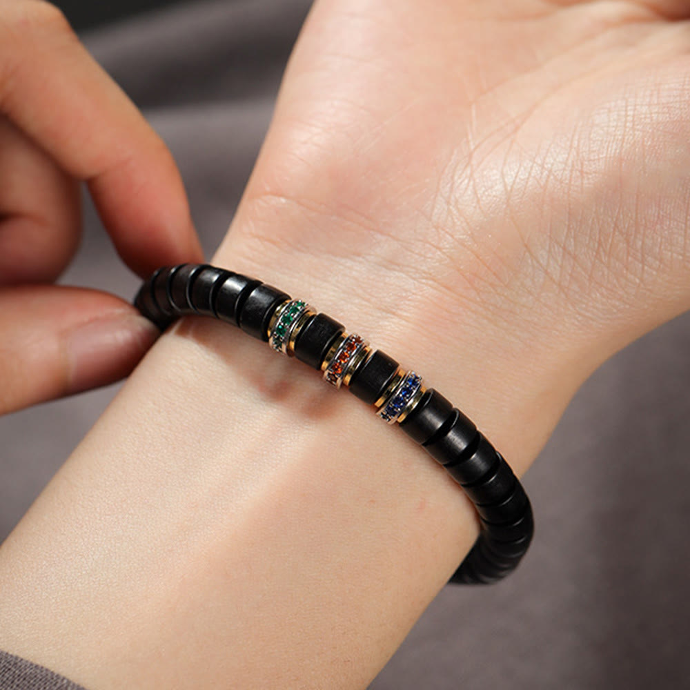 Ebony Wood Small Leaf Red Sandalwood Zircon Peace Bracelet